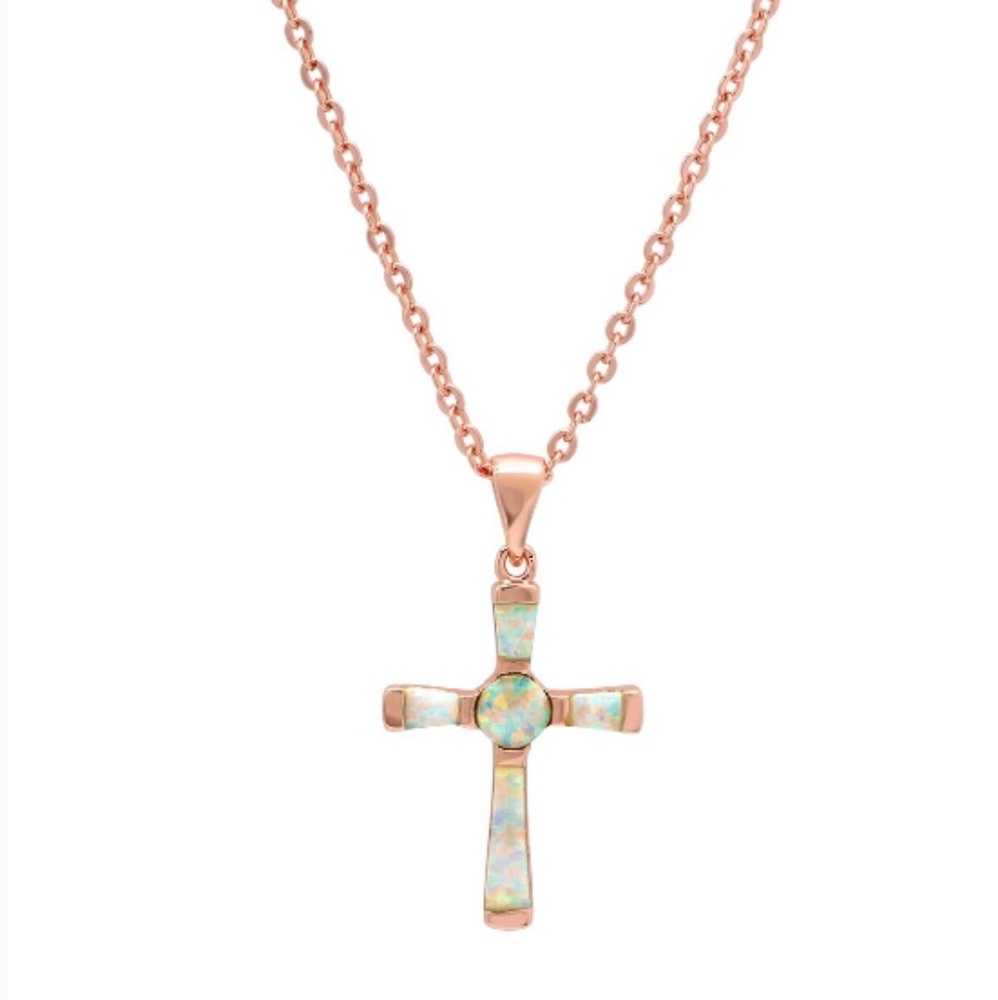 Rose gold Brass opal necklace